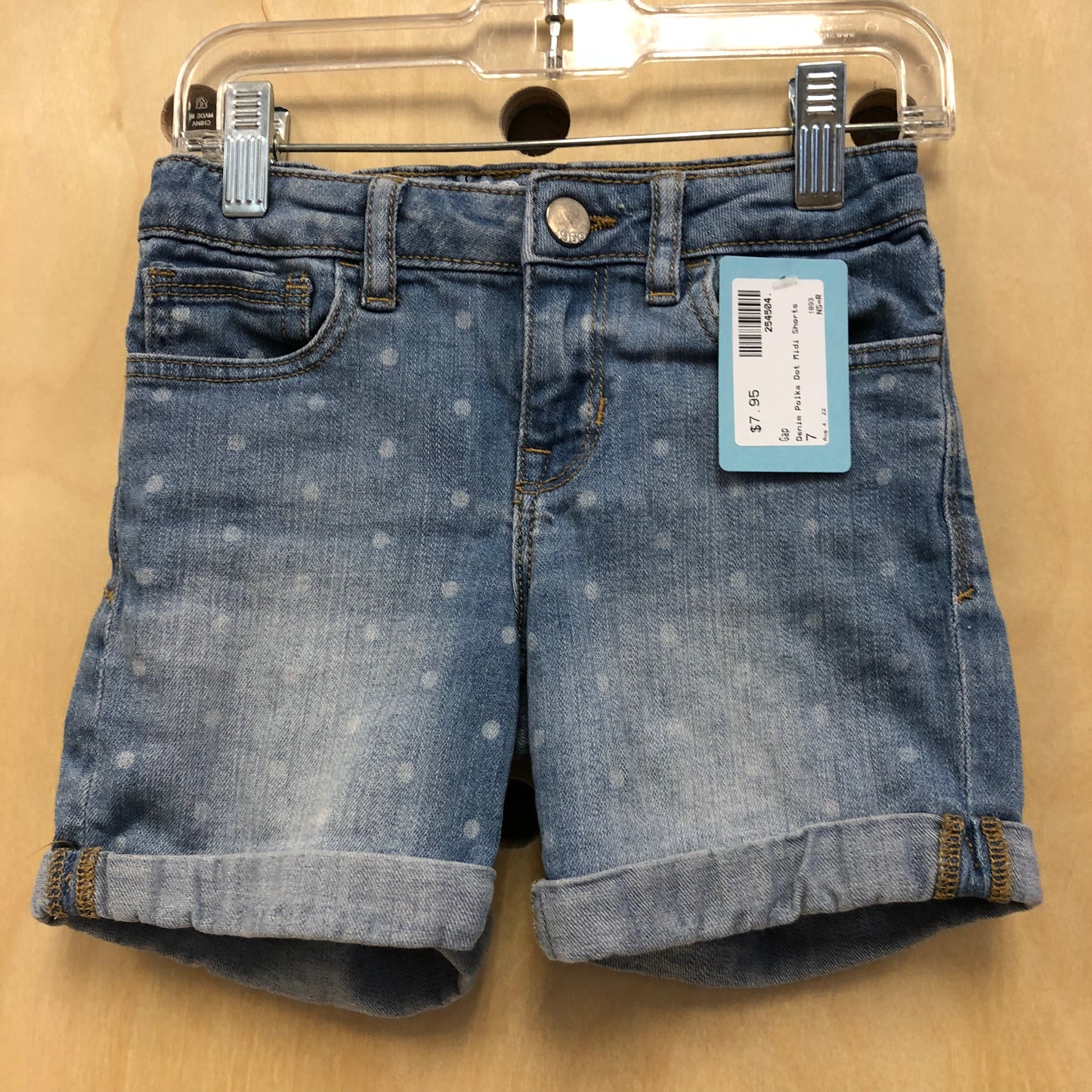 Denim Polka Dot Midi Shorts