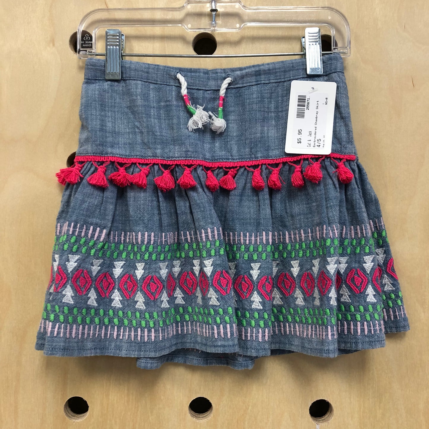 Emrbroidered Chambray Skirt