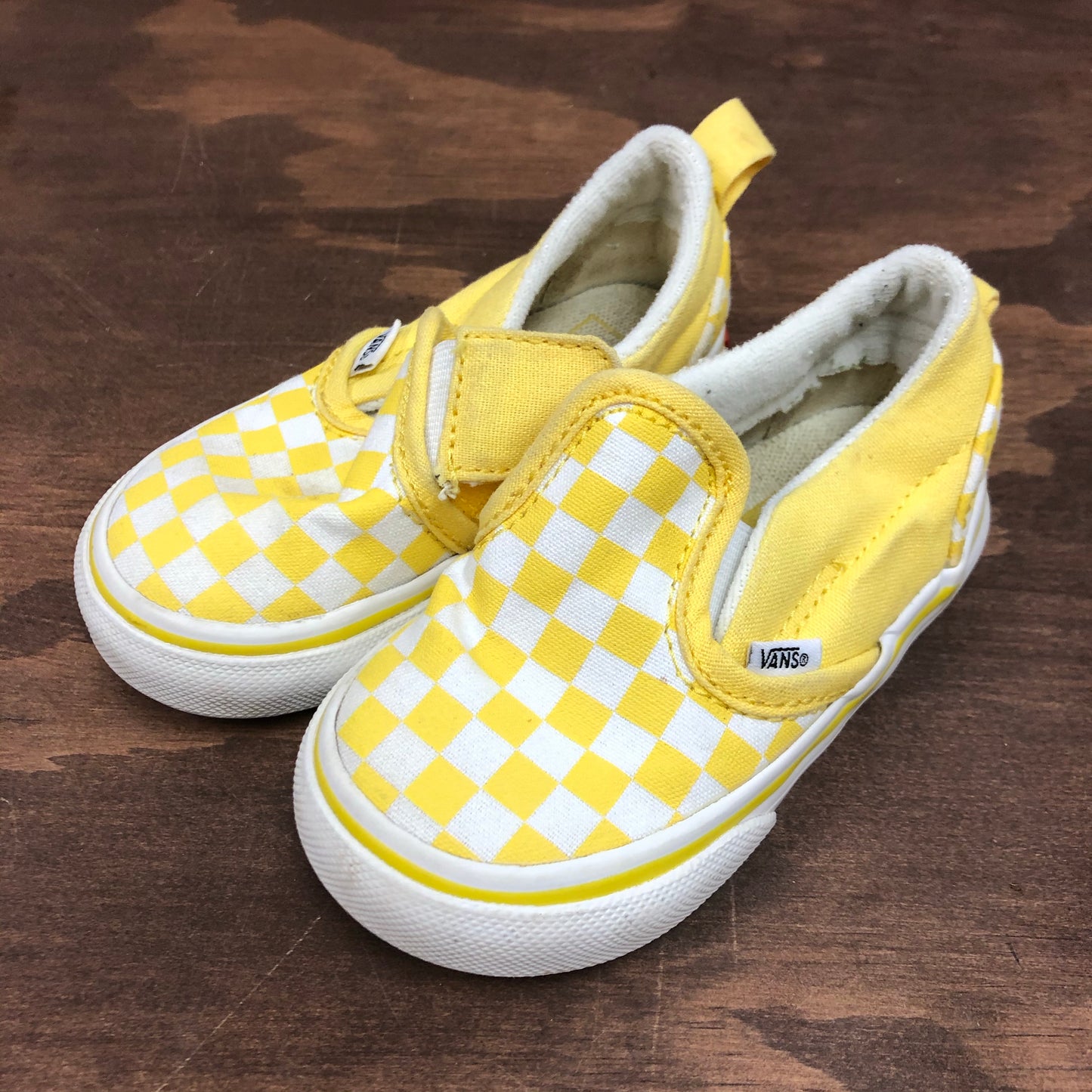 Yellow Checkered Slip Ons