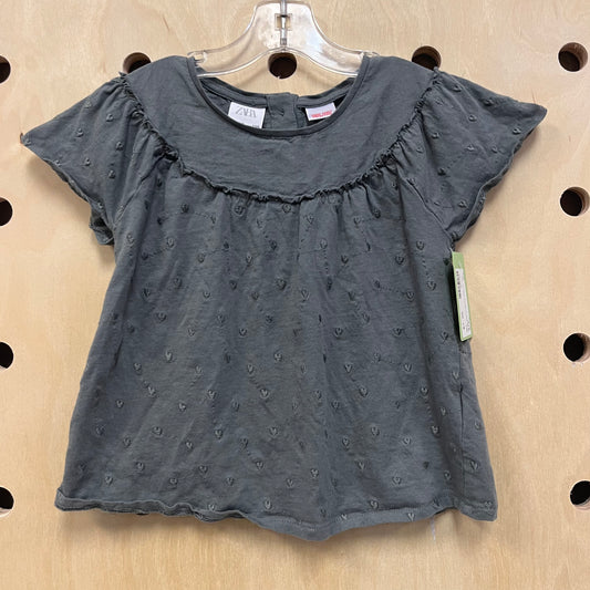 Grey Embroidered Hearts Top