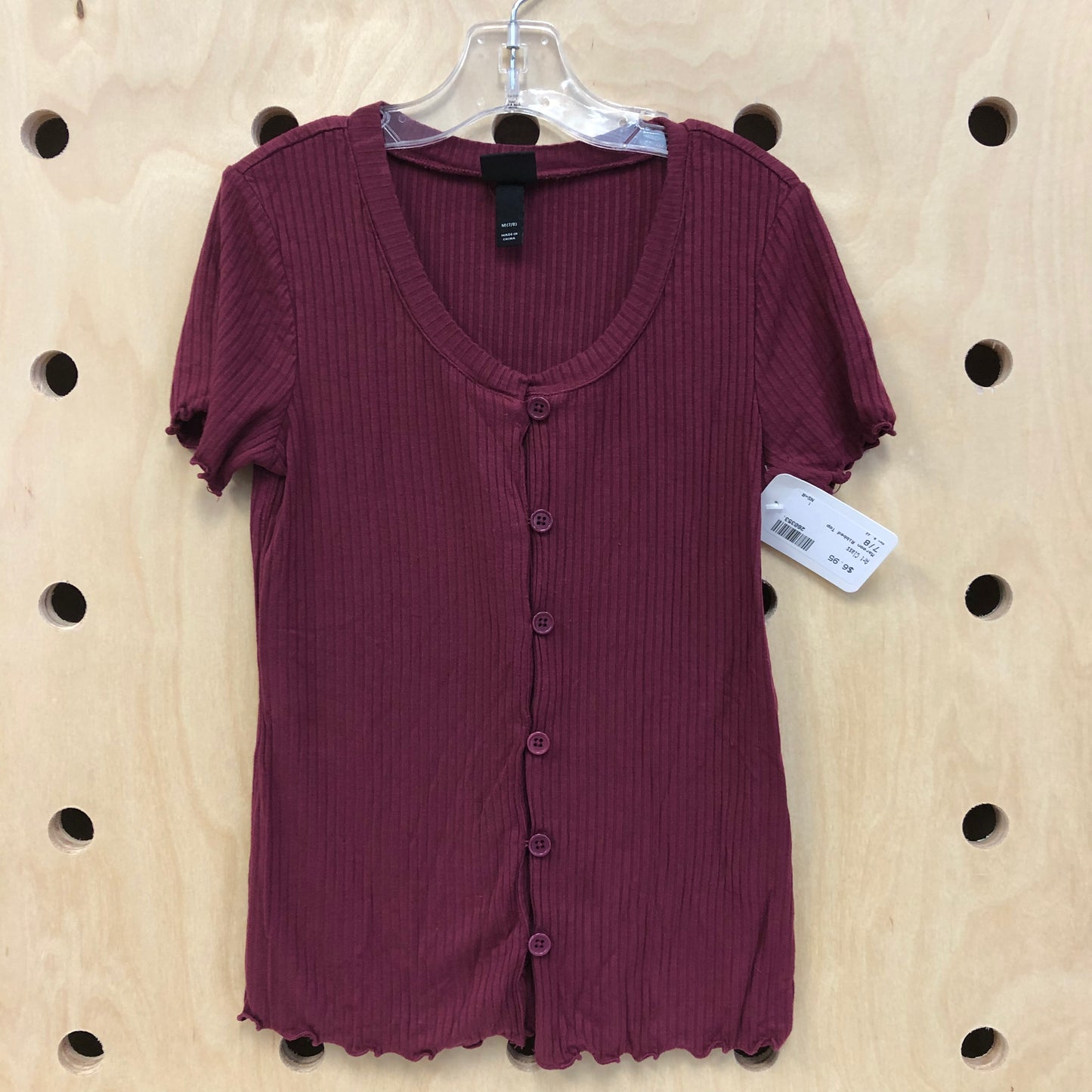 Maroon Ribbed Top
