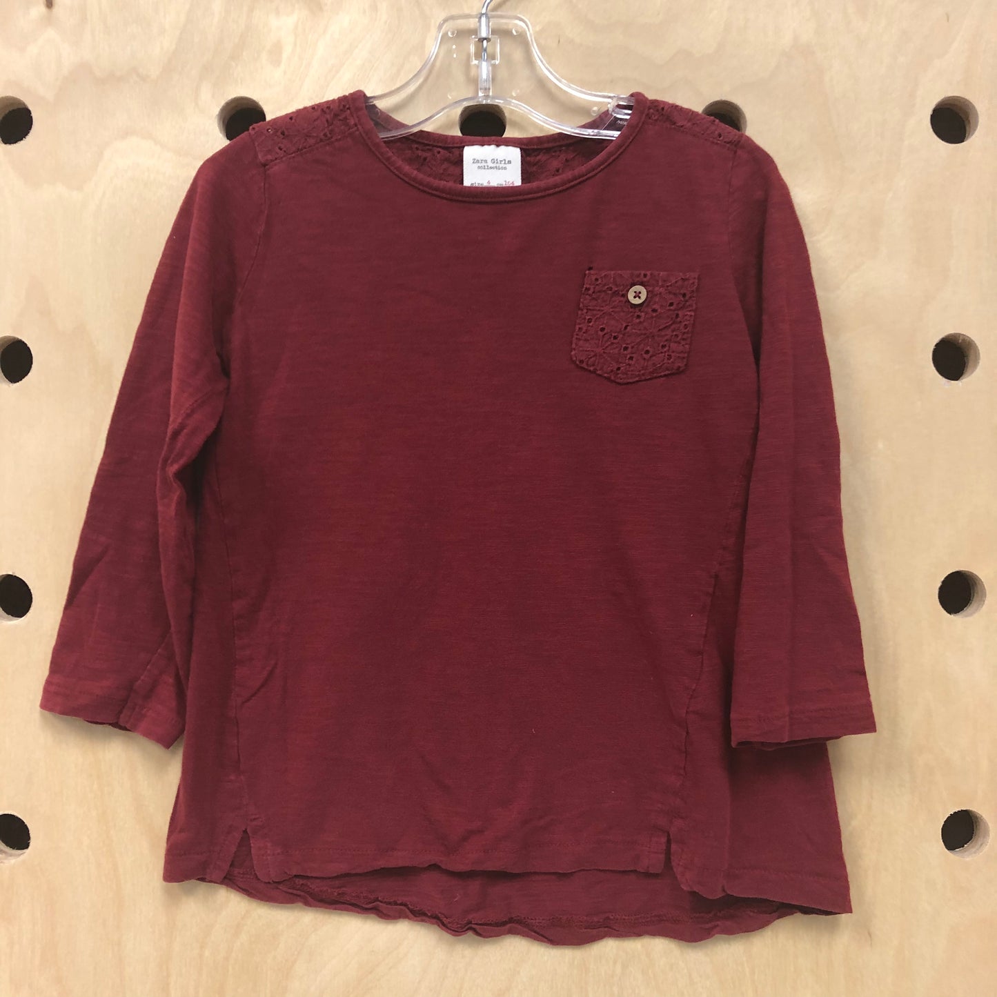 Burgundy Eyelet Long Sleeve