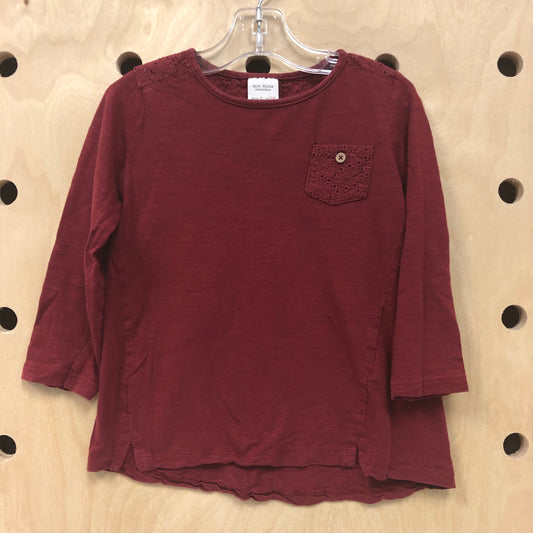 Burgundy Eyelet Long Sleeve
