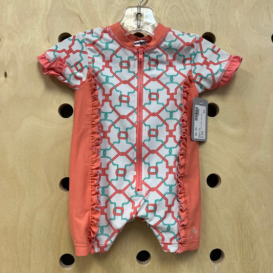 Peach & Teal Swim Zip Up