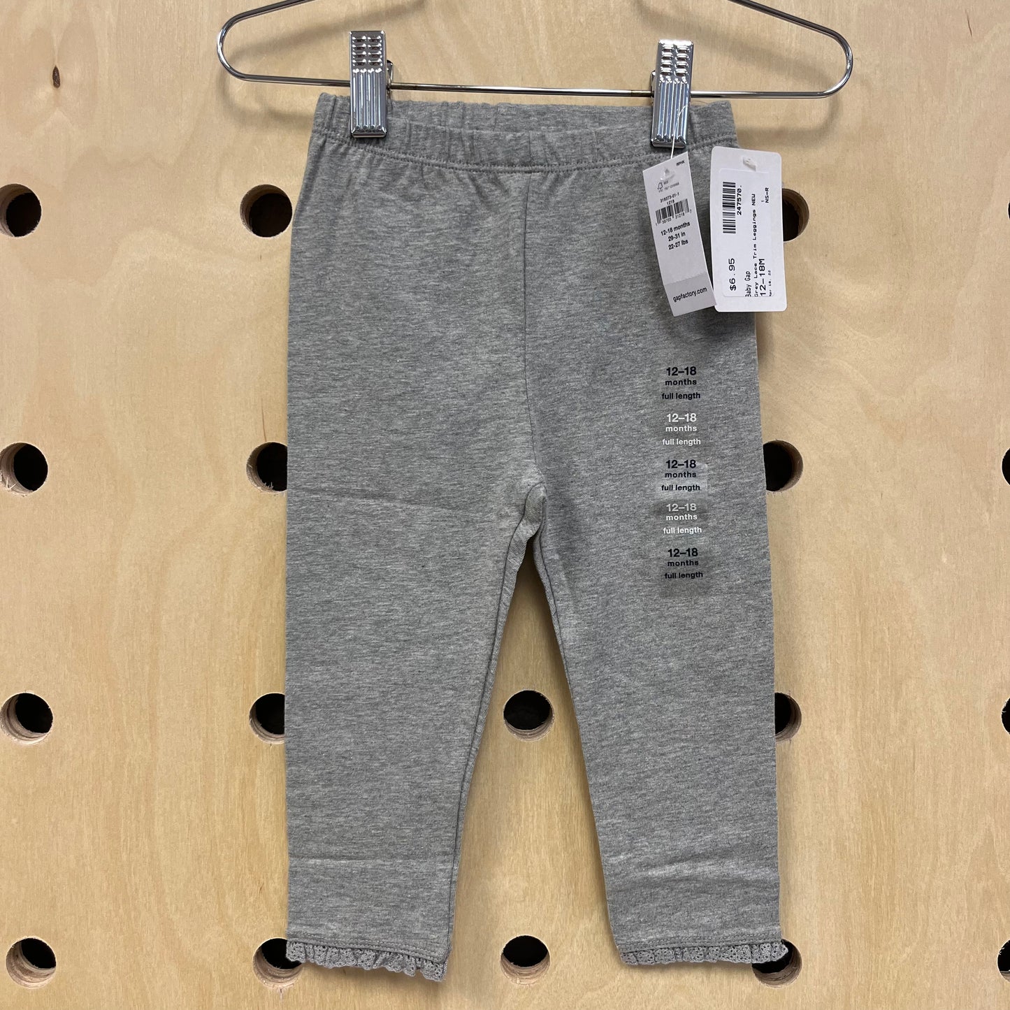 Grey Lace Trim Leggings NEW