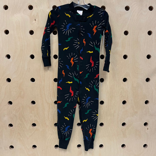 Black Lightning Bolt Zip PJs