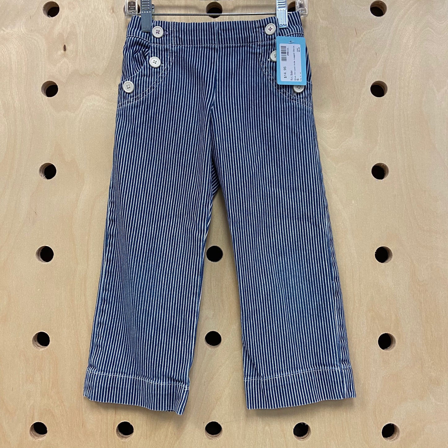 Blue Striped Wide Legged Denim