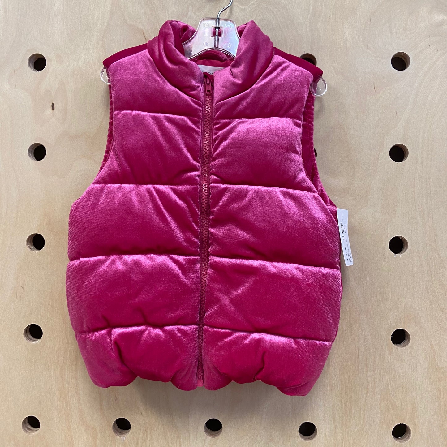 Magenta Velour Puffer Vest