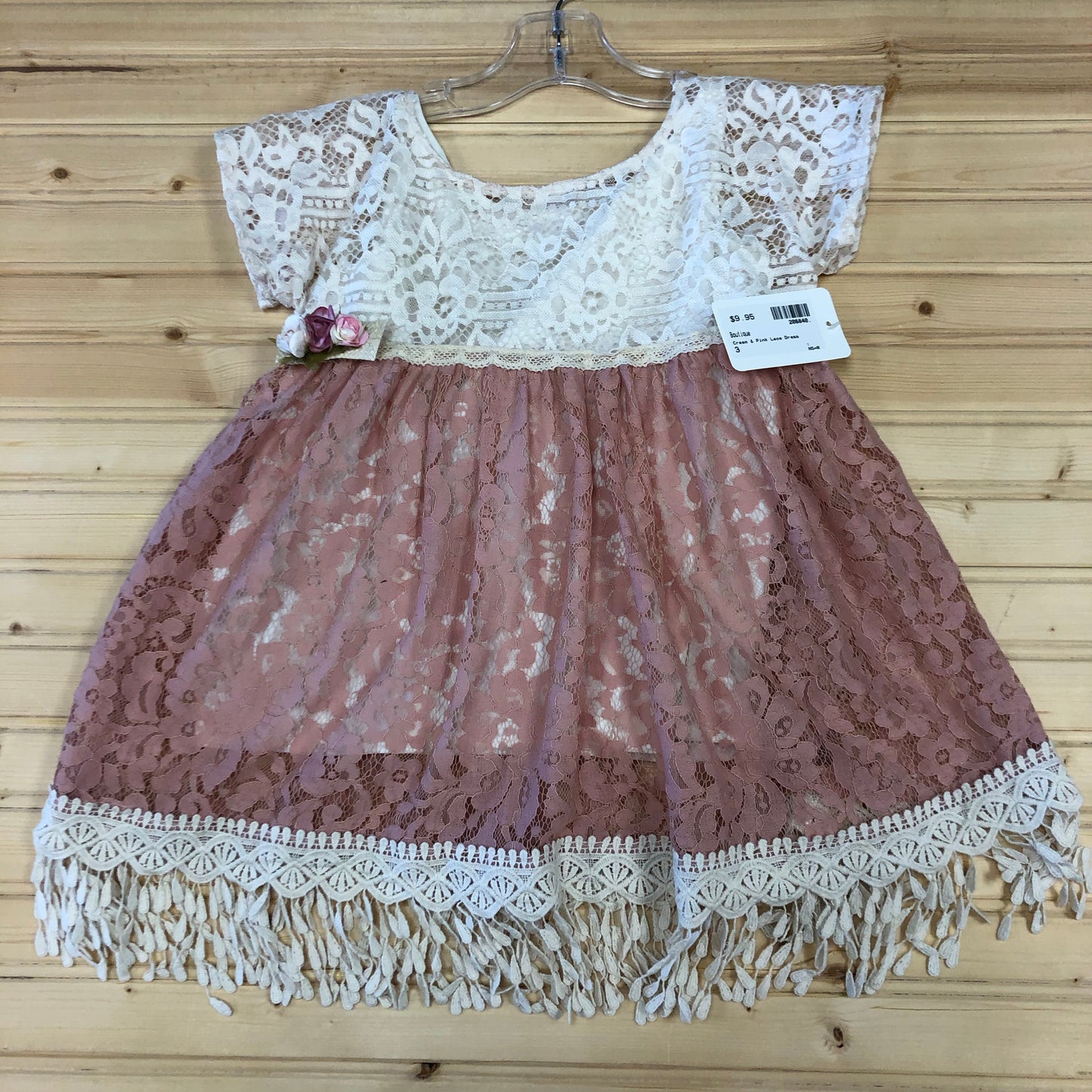 Cream & Pink Lace Dress