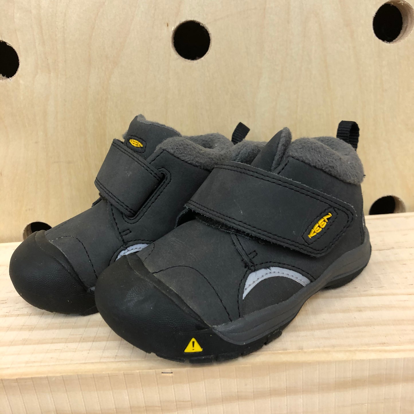 Grey Velcro Strap Boots