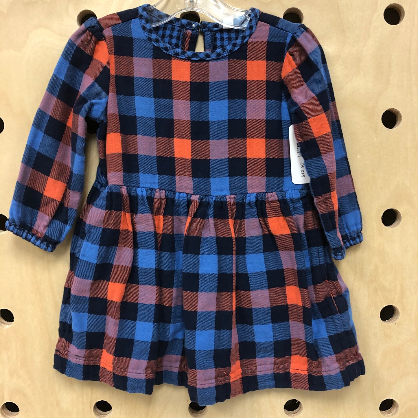 Blue/Orange Plaid Flannel Dress