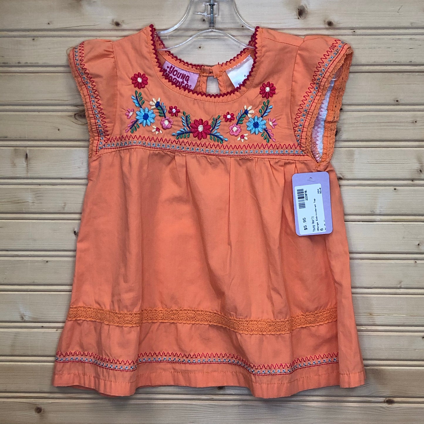 Orange Embroidered Top