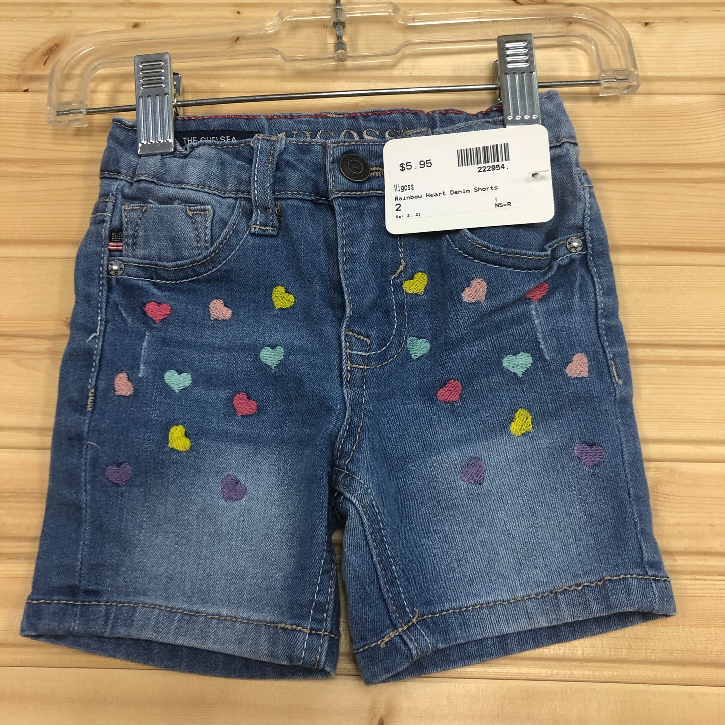 Rainbow Heart Denim Shorts