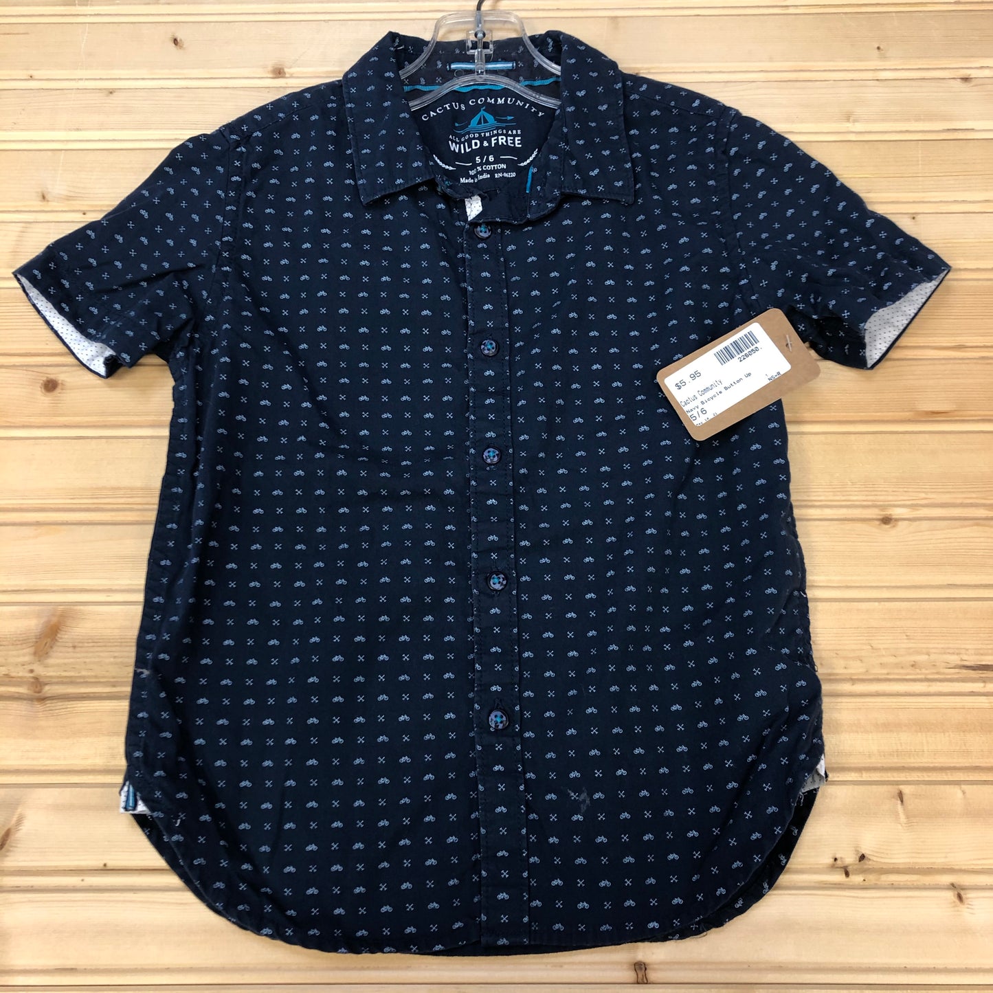 Navy Bicycle Button Up