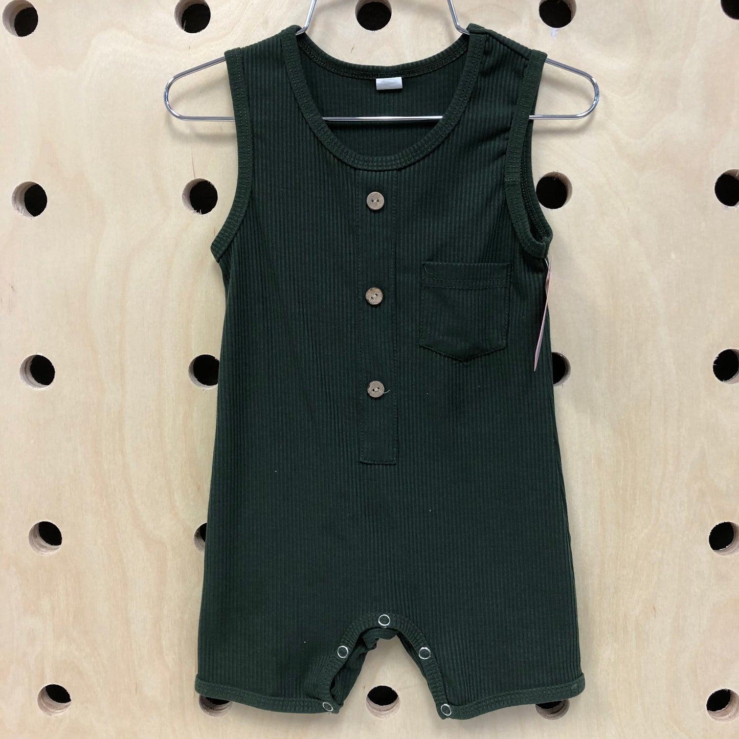 Hunter Green Ribbed Romper
