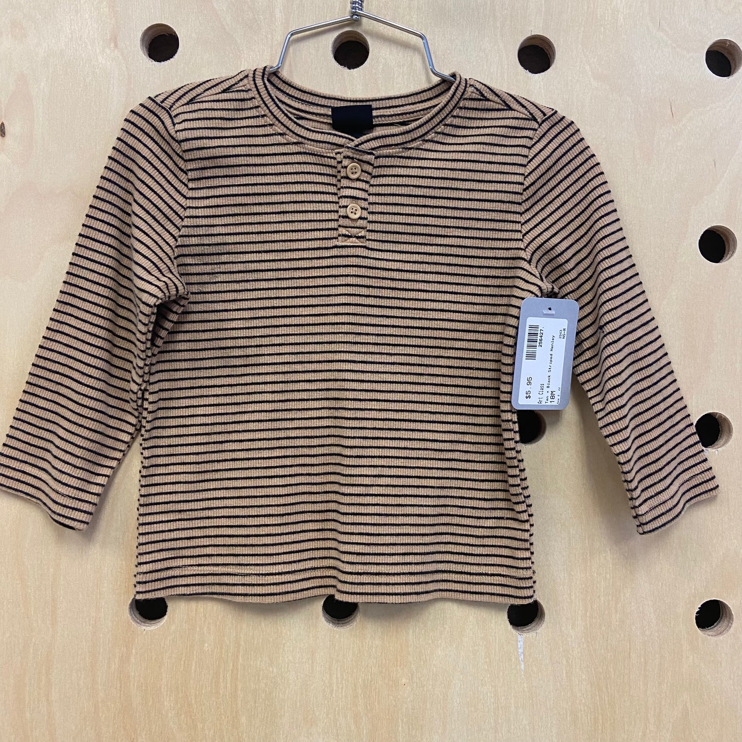 Tan + Black Striped Henley