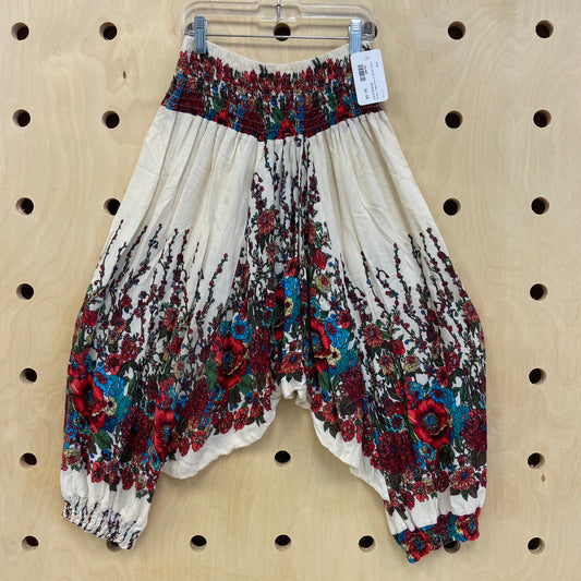 Cream + Red Floral Harem Pants