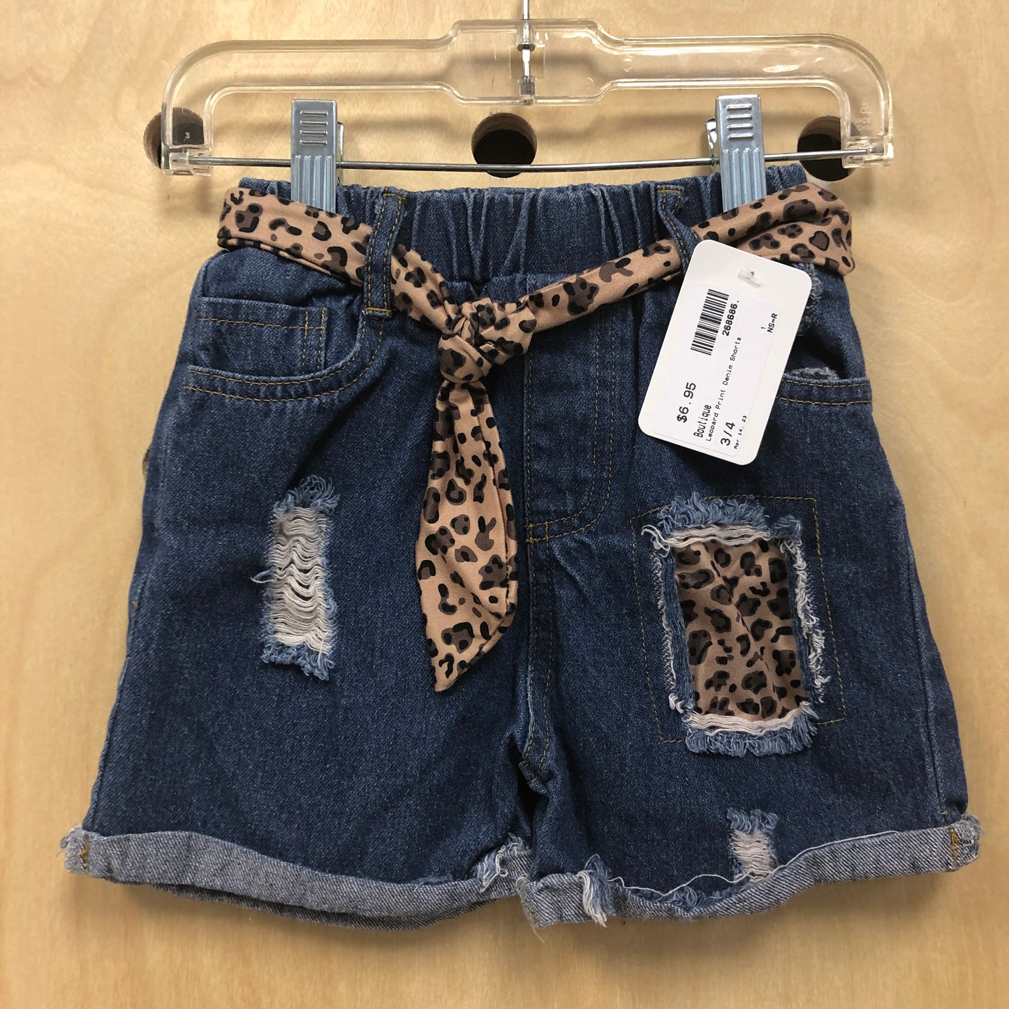 Leopard Print Denim Shorts