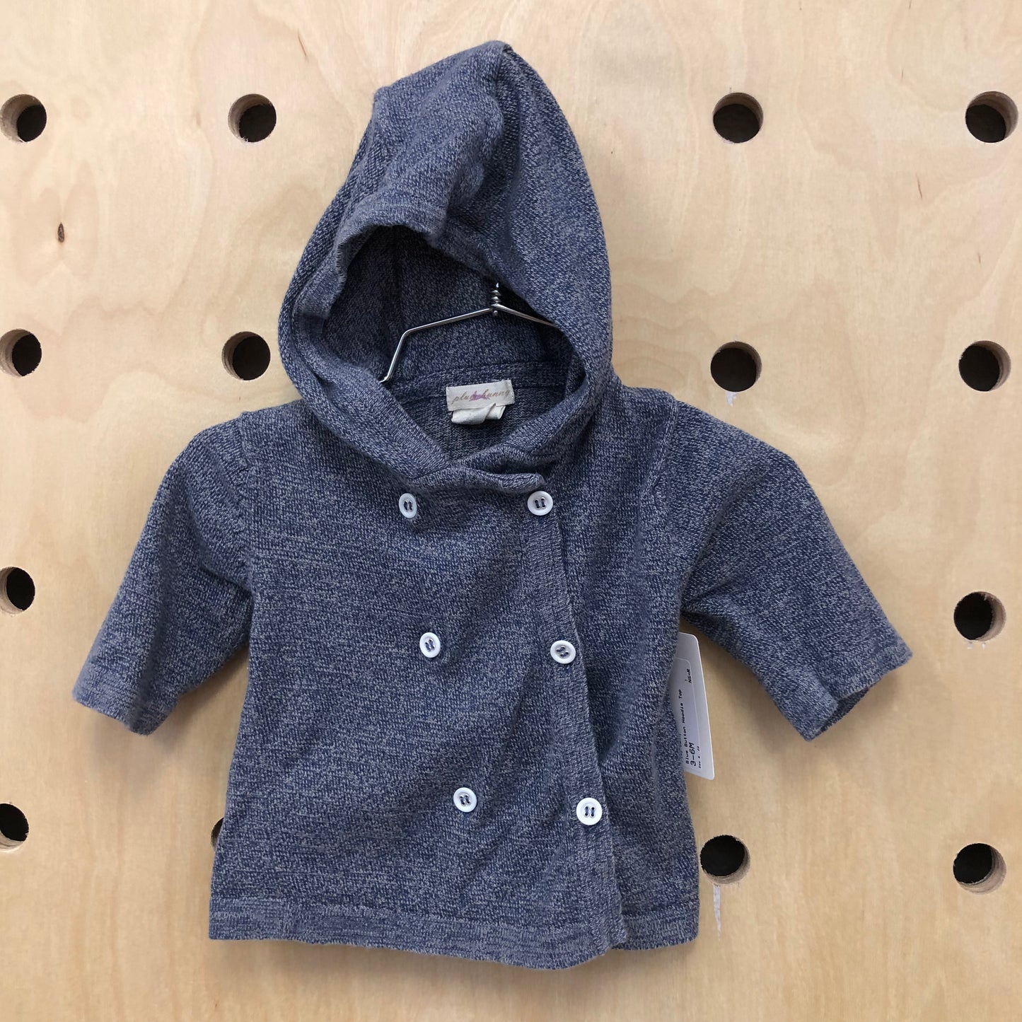 Blue Button Hoodie Top