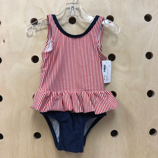 Red+Blue Striped Swimsuit