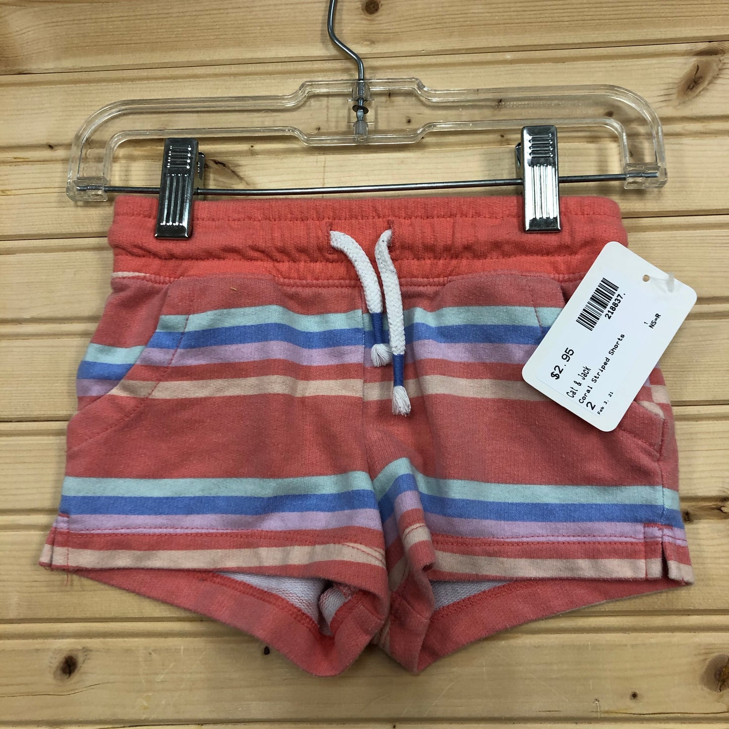 Coral Striped Shorts