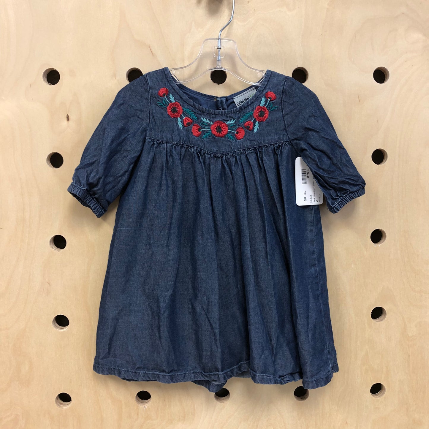 Dark Chambray Embroidered Dres