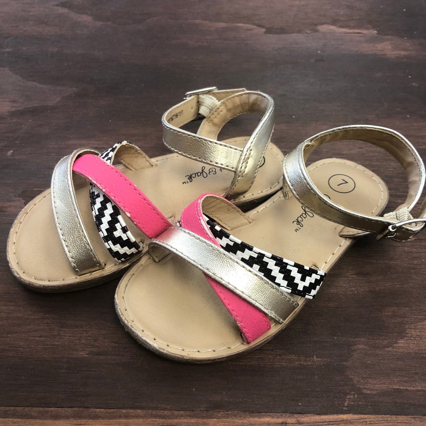 Black, Pink & Gold Sandals