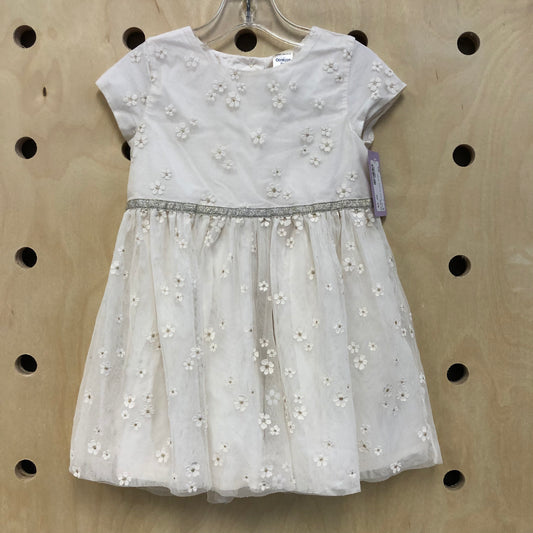 Cream Tulle Floral Dress