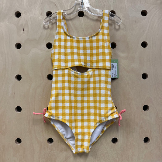 Mustard Checkered Swimsuit