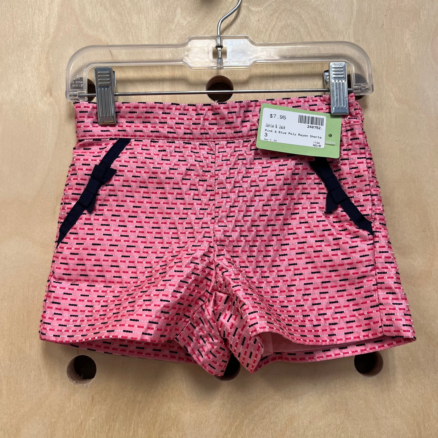 Pink & Blue Poly Rayon Shorts