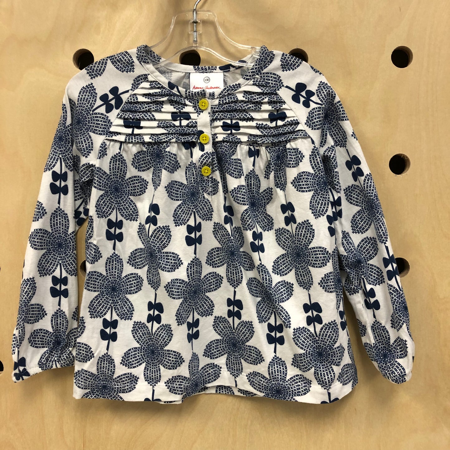 White + Blue Floral Top