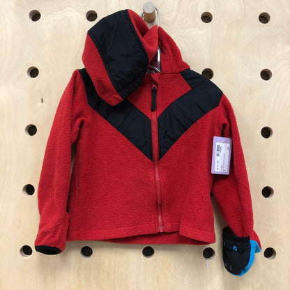Red Fleece Zip Hoodie