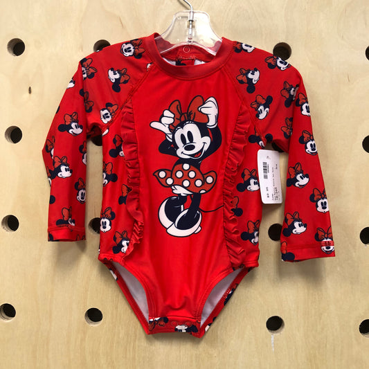 Red Ruffle Minnie 1pc Swim