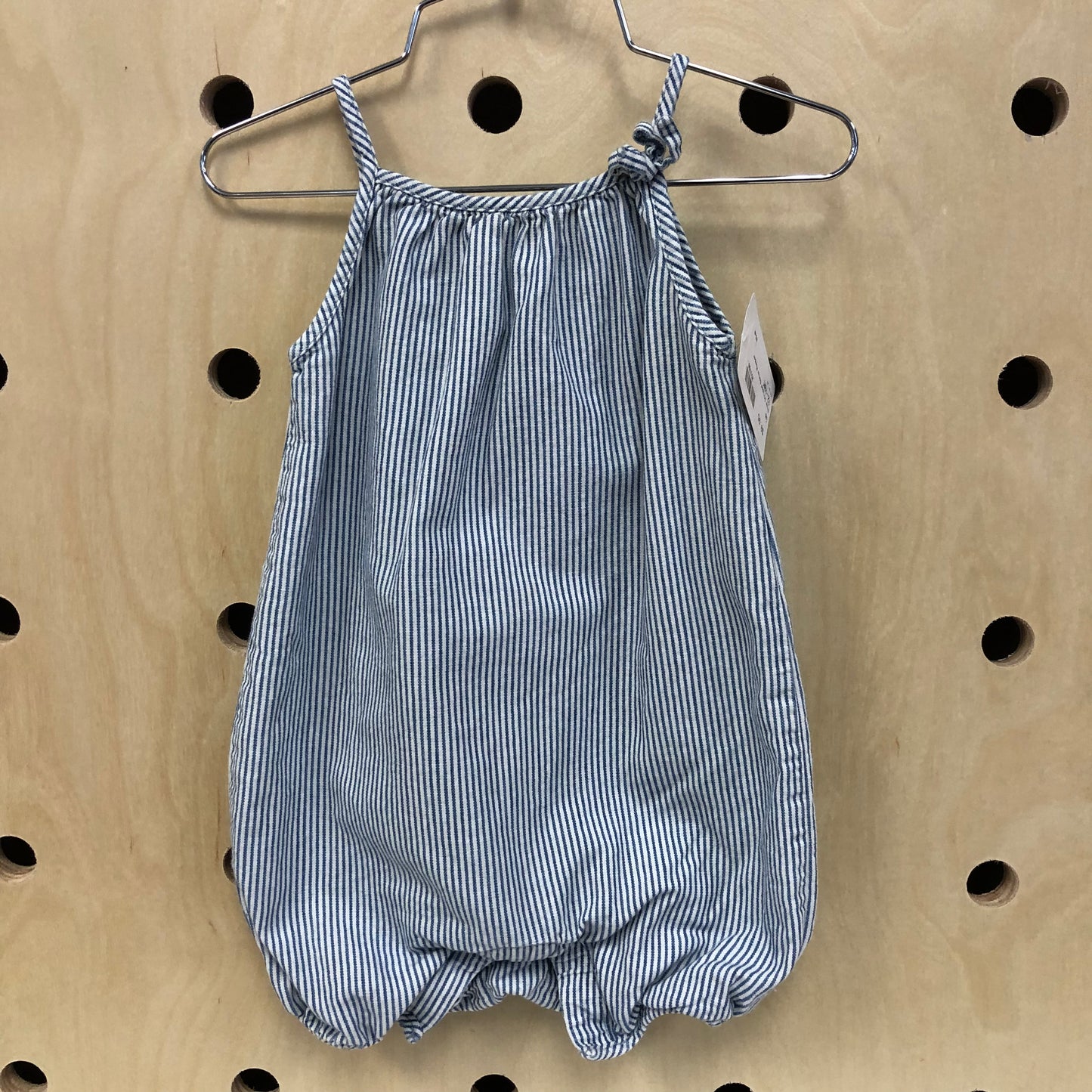 Blue Striped Denim Romper