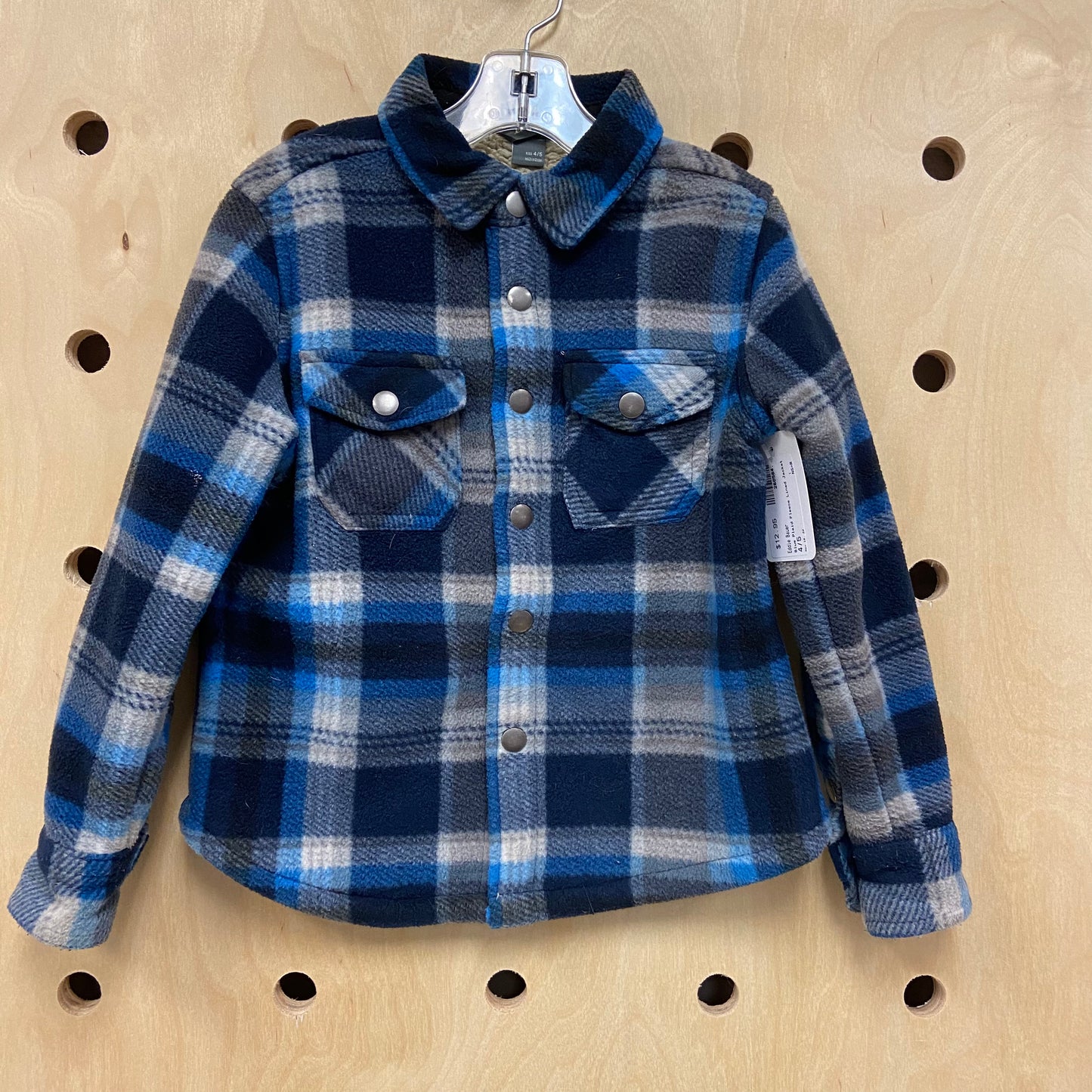 Blue Plaid Fleece Lined Jacket