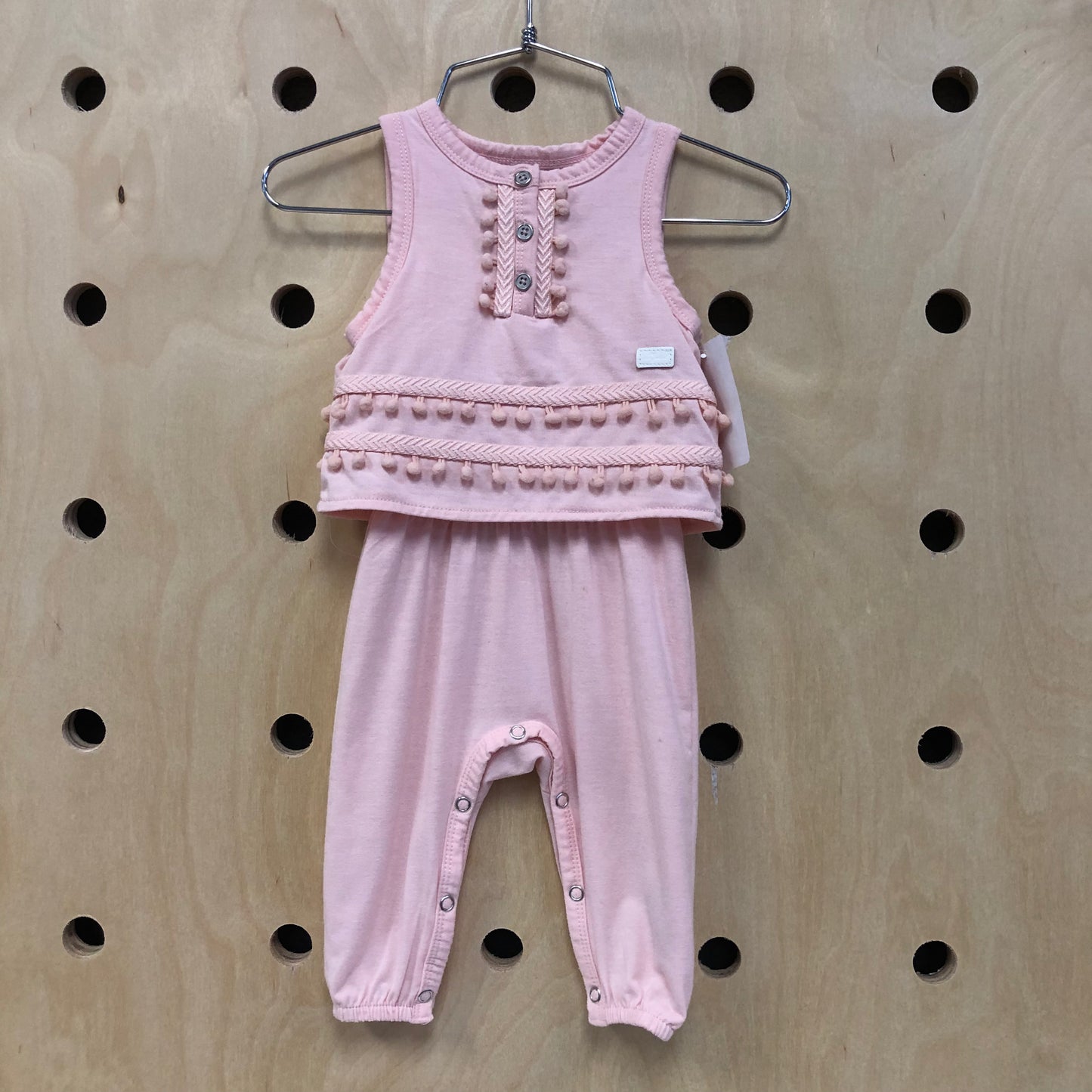 Pink Fringe Poms Romper