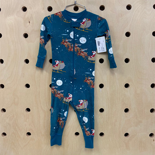 Blue Holiday Zip Pajmas