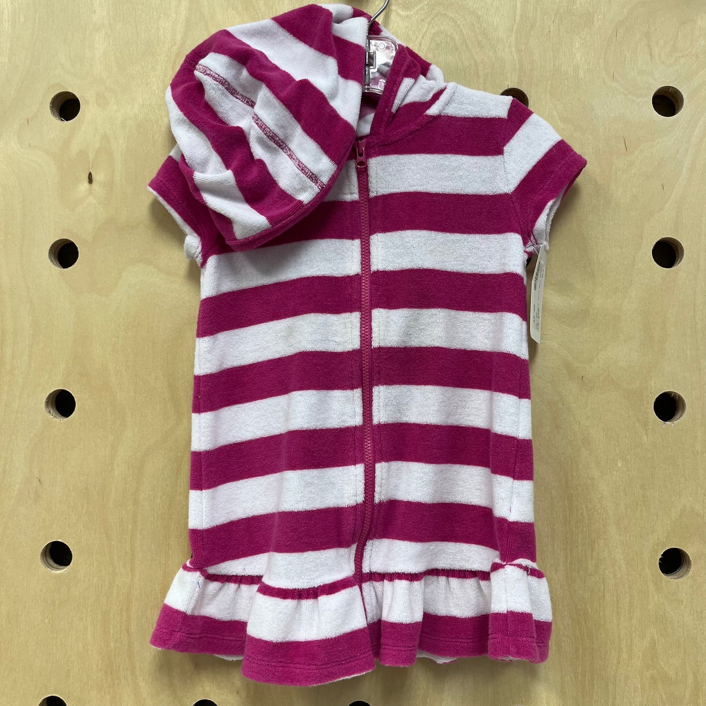 Pink Striped Terry Swim Cover