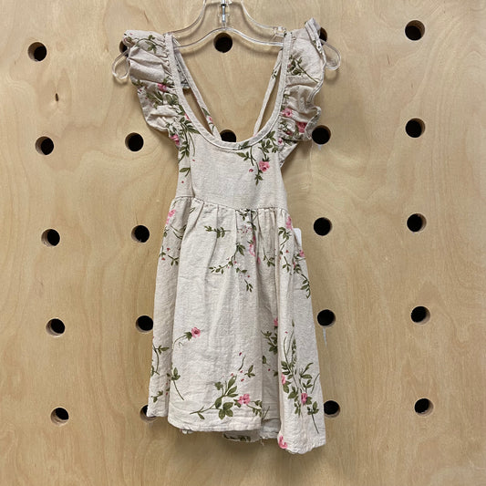 Cream Floral Linen Blend Dress