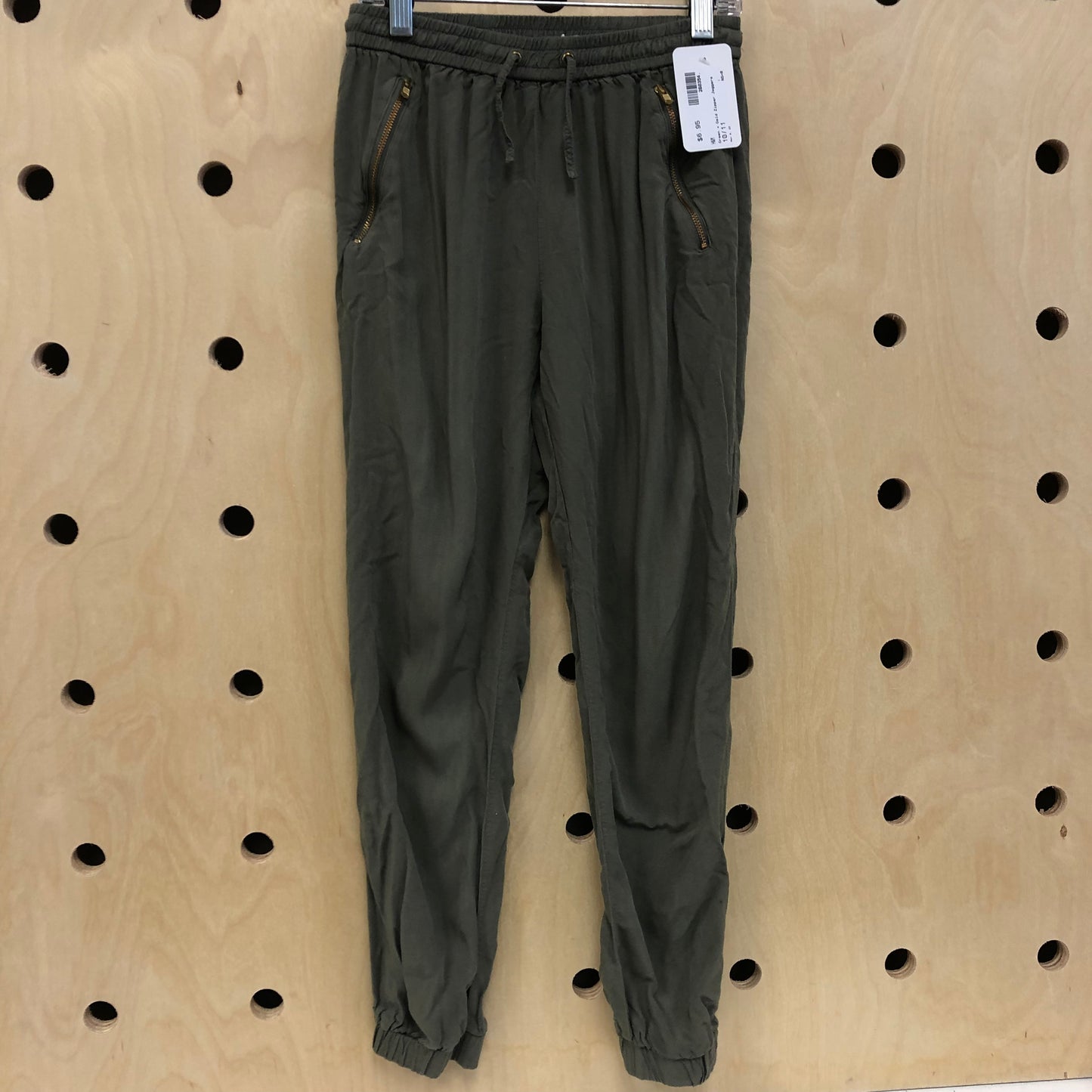 Green + Gold Zipper Joggers
