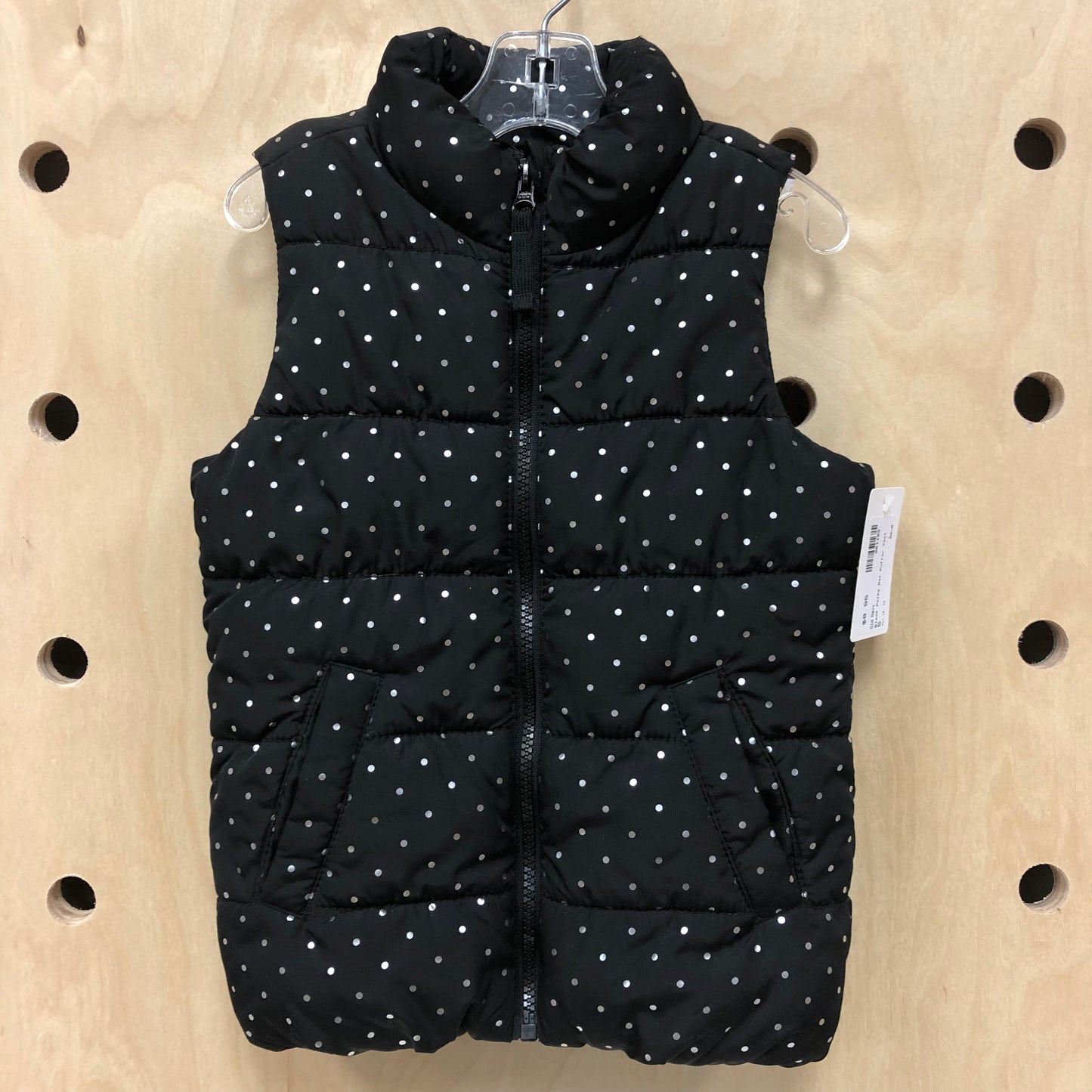 Black Polka Dot Puffer Vest