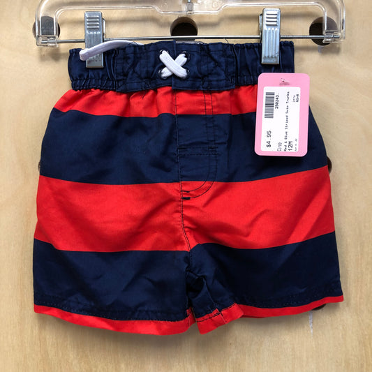 Red & Blue Striped Swim Trunks