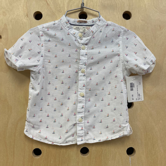 White Sailboat Button Up