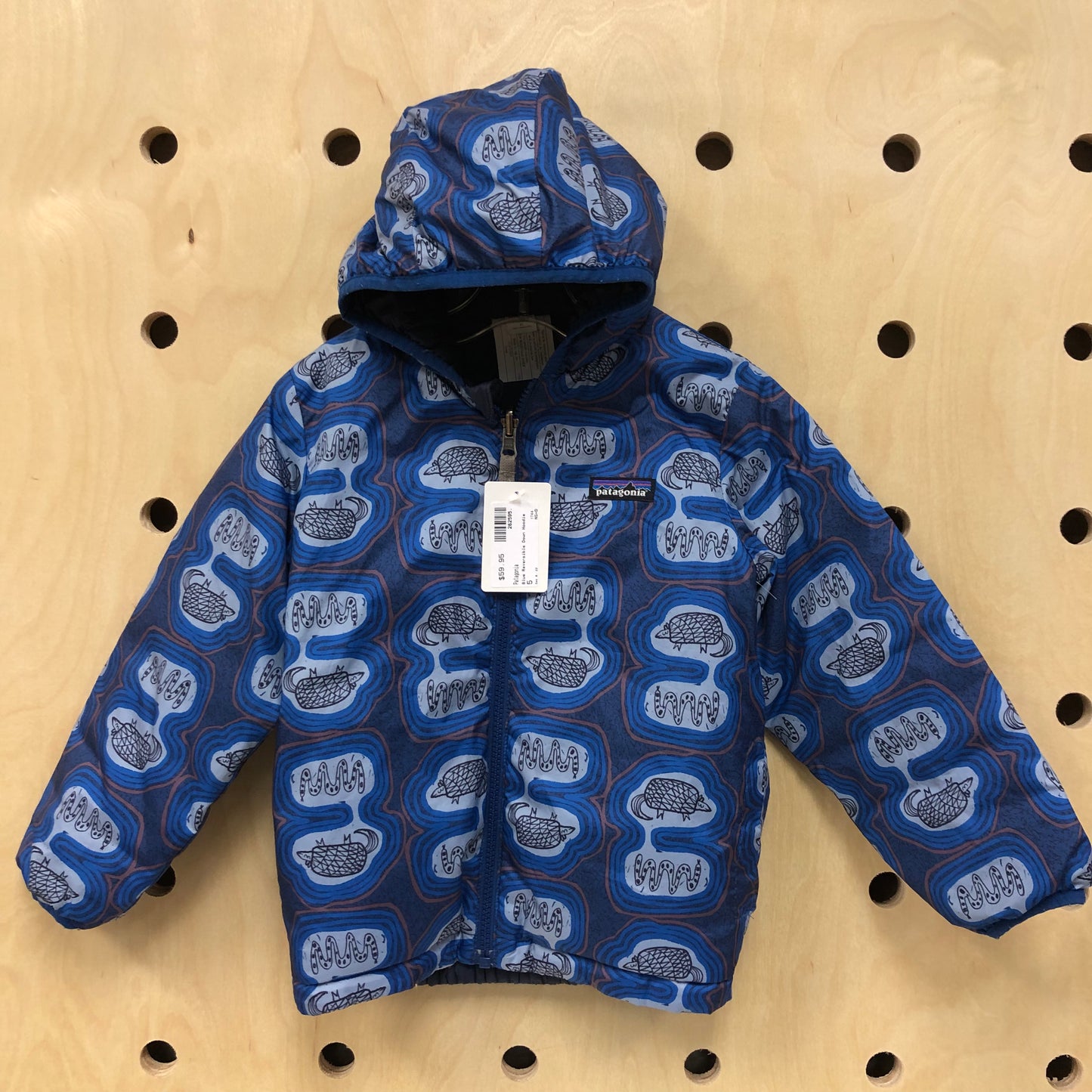 Blue Reversible Down Hoodie
