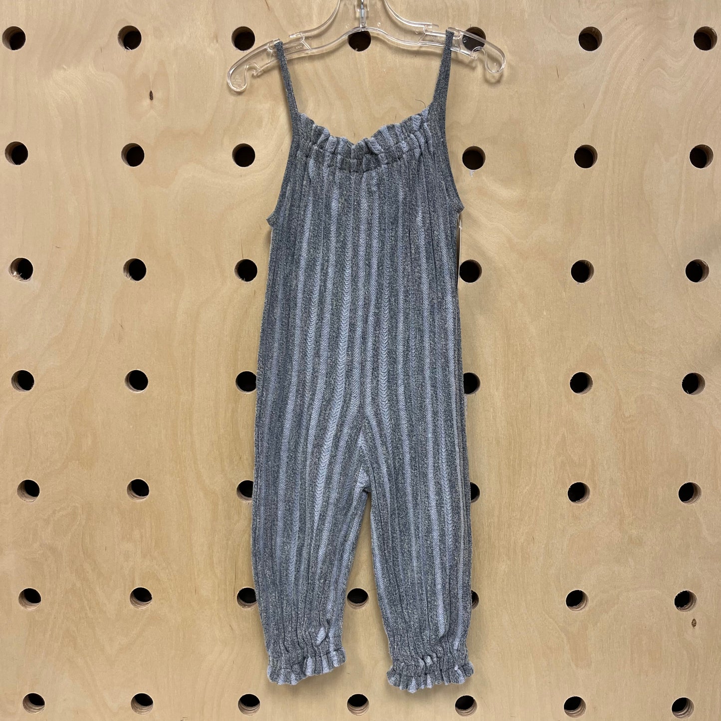 Blue Knit Ribbed Overalls