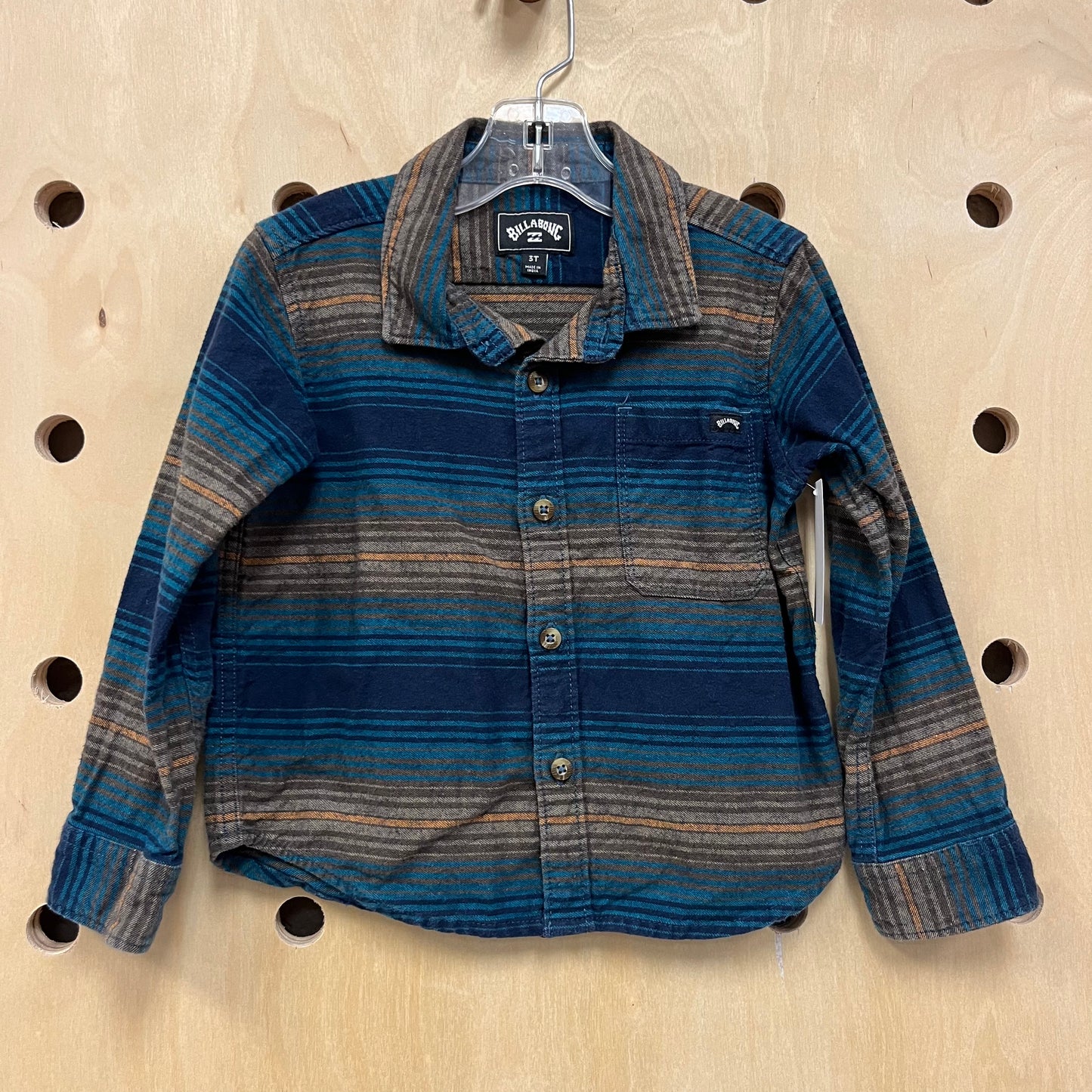 Blue & Tan Striped Flannel