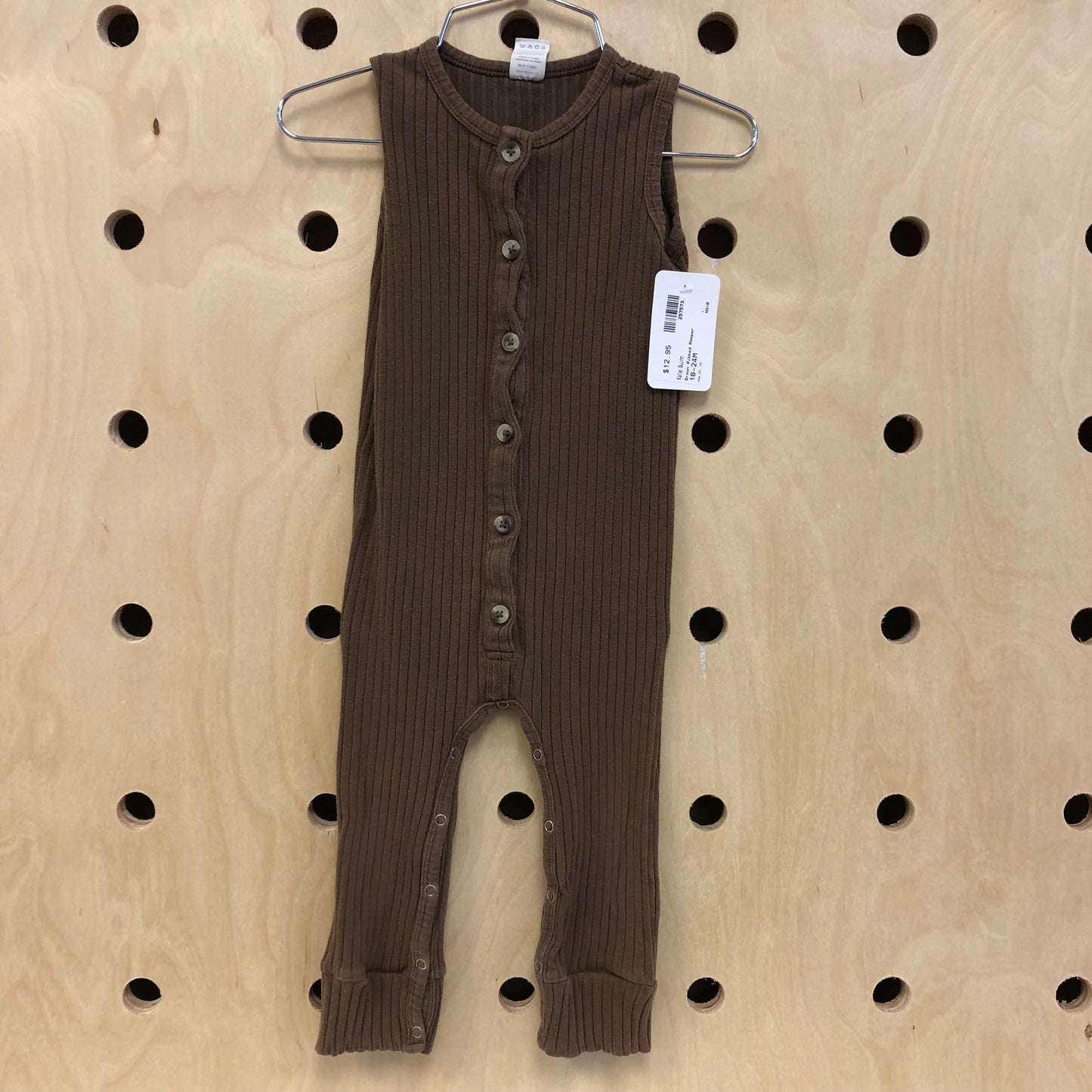 Brown Ribbed Romper