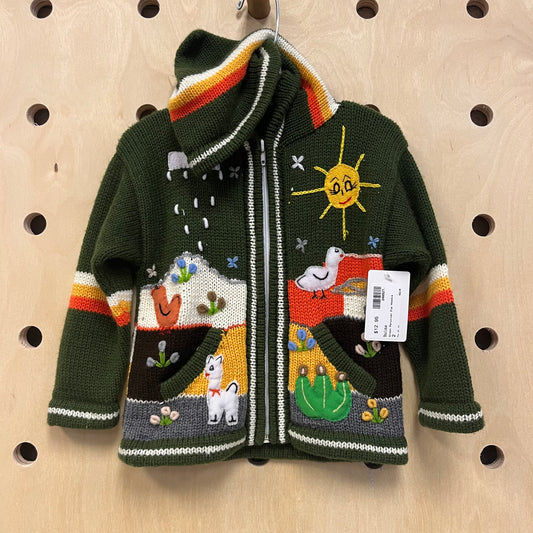 Green Peruvian Zip Hoodie