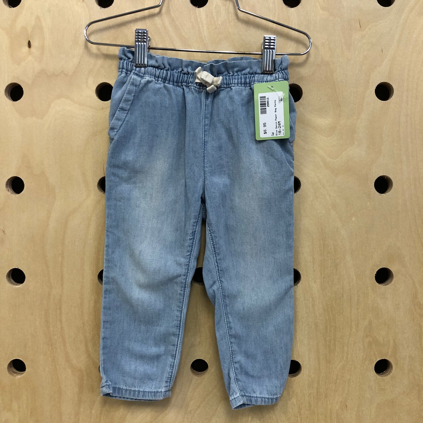 Blue Denim Paper Bag Pants