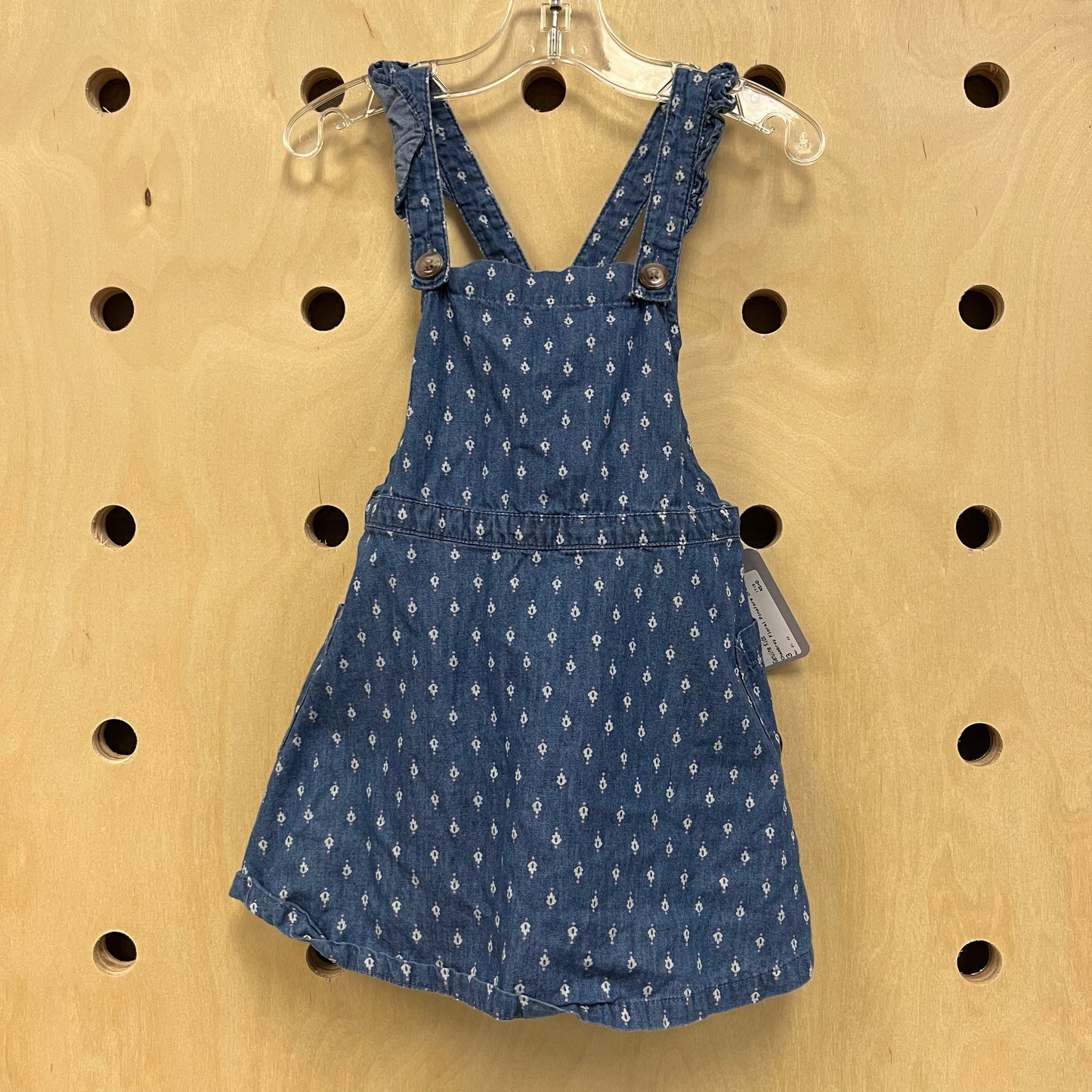 Chambray Floral Pinafore Dress